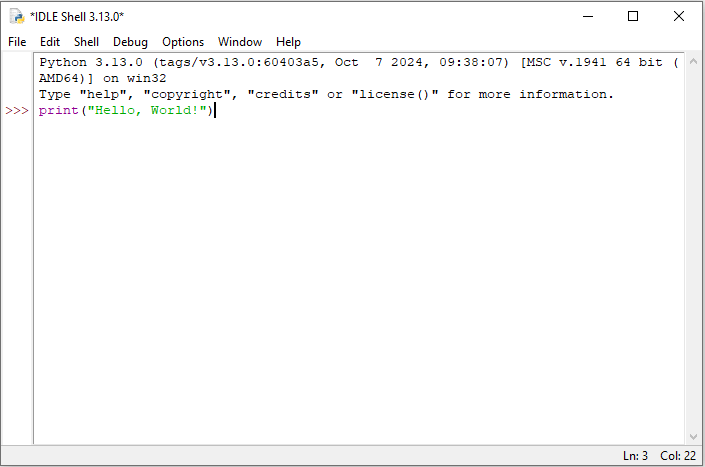 IDLE Shell print