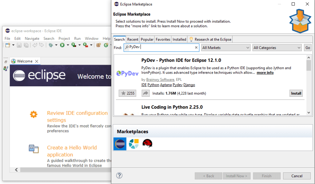 eclipse mar java install launch mar pydev