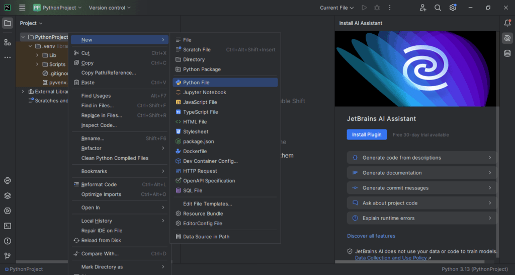 pycharm pro int file