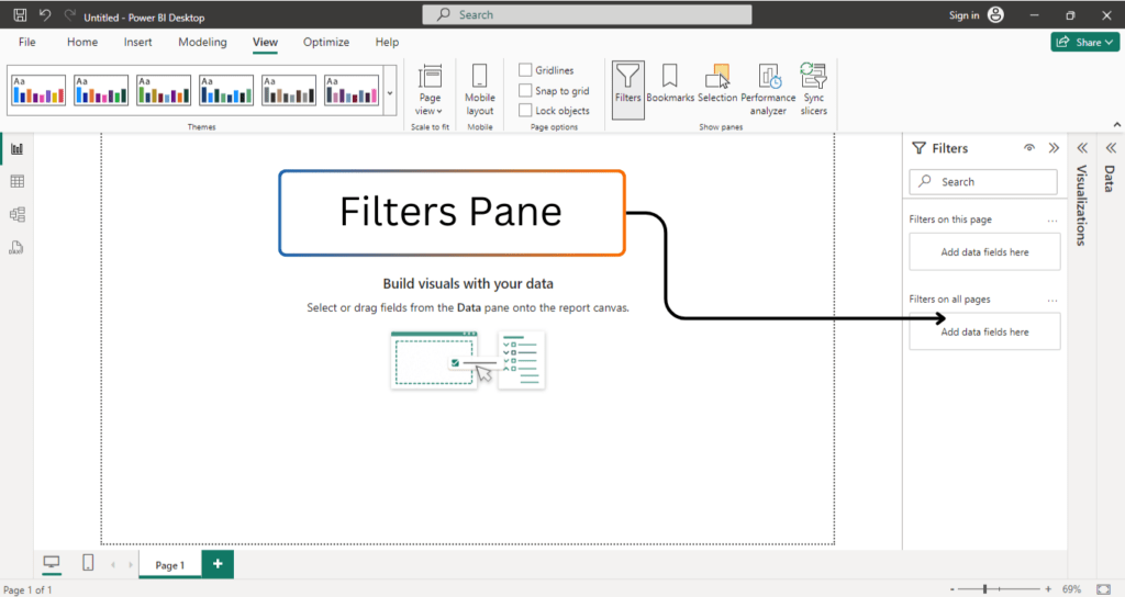 Power BI Desktop Interface Overview 21 Power bi Desktop Interface open Filters pane e1735994052568
