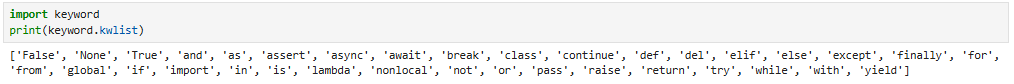 all Python keywords
